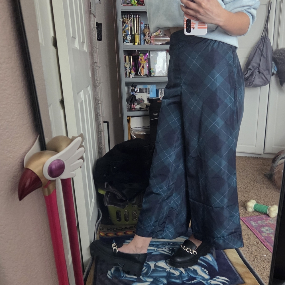 Anthropologie Plaid Taffeta Wide Leg Pants